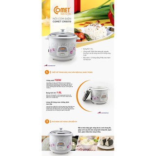 [FREESHIP 99K]_Nồi cơm điện 1.8 lít COMET CM8019