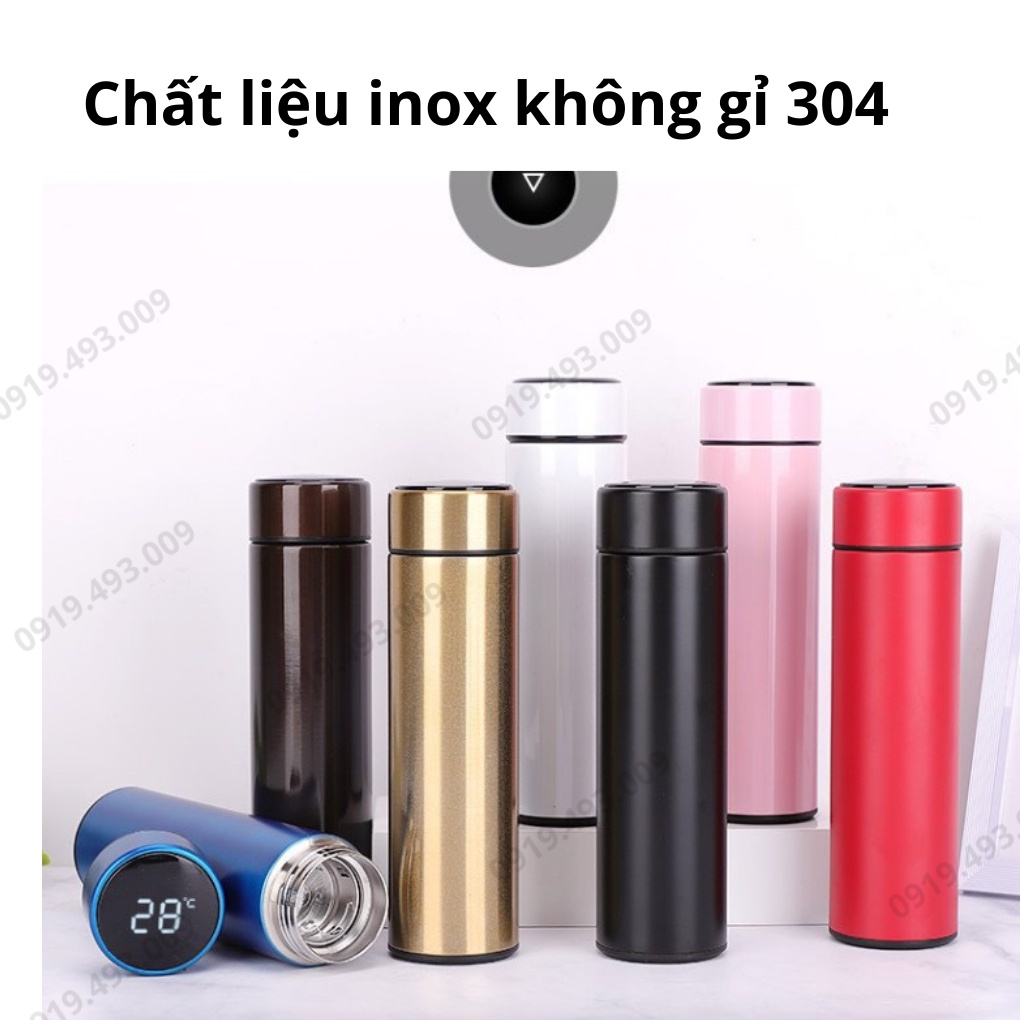 Ly giữ nhiệt inox 304, bình giữ nhiệt cảm ứng hiển thị nhiệt độ 500ml