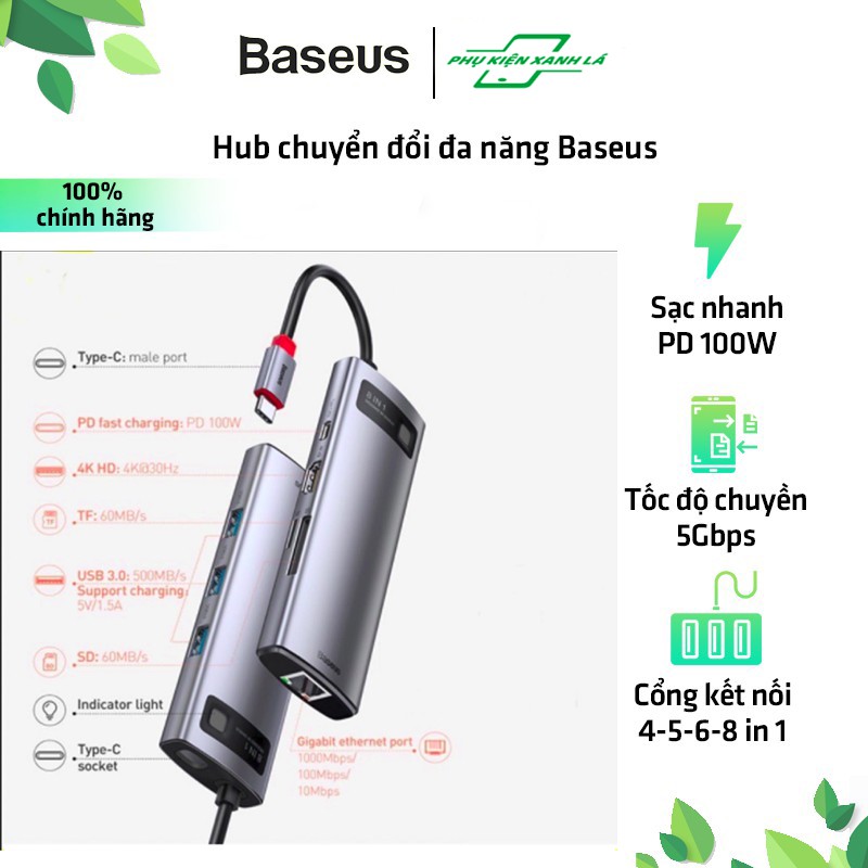 Ảnh Thật Hub chuyển đa năng Baseus Metal Gleam Series Multifunctional Docking Station