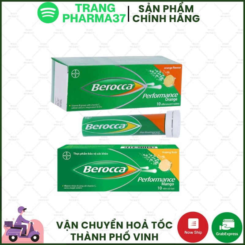 [CHÍNH HÃNG]Viên sủi bổ sung Vitamin - Khoáng chất,Tăng sức đề kháng giảm căng thẳng mệt mỏi Berocca Performance 10 Viên