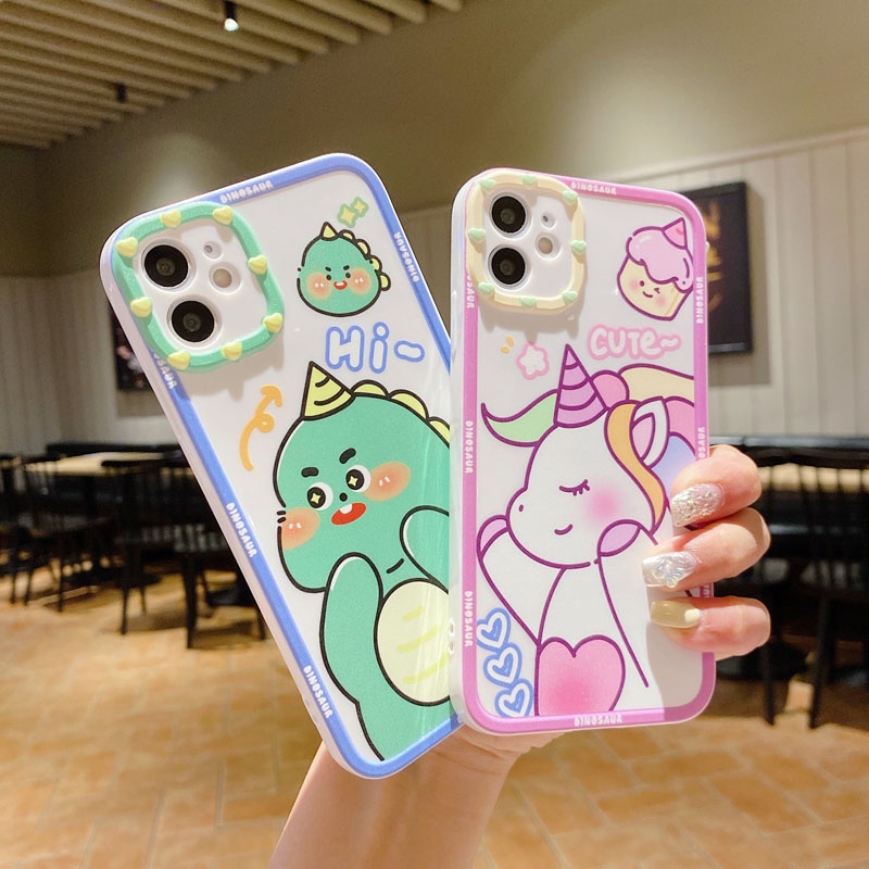 Ốp điện thoại mềm hoạt hình khủng long/ kỳ lân thích hợp cho IPHONE 13 12 11 PRO MAX 6 6S 7 8PLUS X XR XS MAX SE 2020