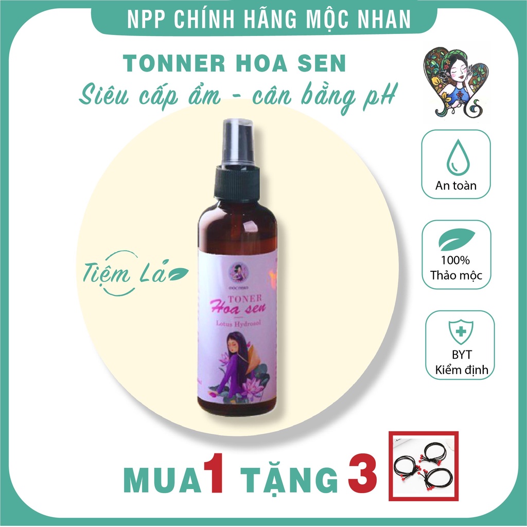 Toner hoa sen MỘC NHAN dưỡng ẩm, cấp nước, sạch sáng da từ hoa sen, nước cân bằng da cho mọi loại da - 100ml