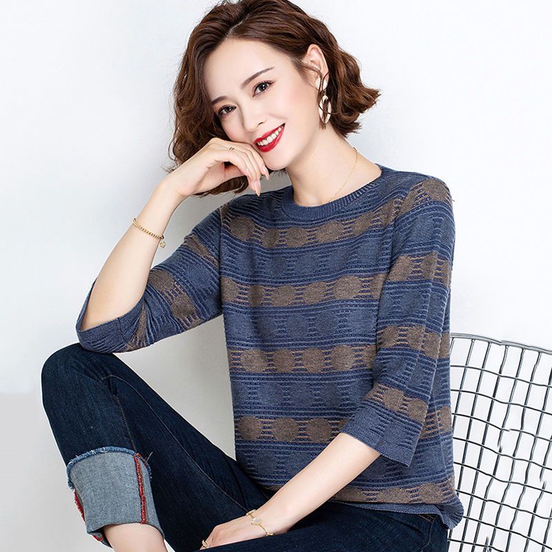 Áo Thun Lụa Dệt Kim Ba Lớp Tay Dài Dáng Rộng Phong Cách Hàn Quốc Thời Trang Mùa Thu Cho Nữ