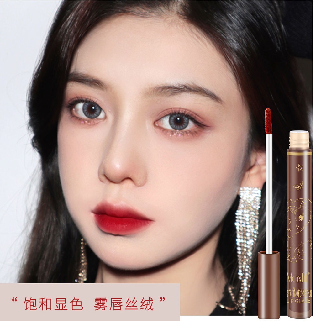 Son môi❀net red amber lip glaze nước gương siêu bền chống thấm làm trắng ẩm giữ giá rẻ unicorn son môi chính hãng