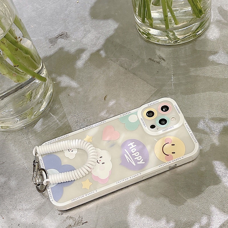 Ốp lưng iphone ốp Điện Thoại Trong Suốt Hình Đám Mây Mặt Cười Cho iPhone 14 13 12 11 PROMAX XS XR XSMAX SE2020