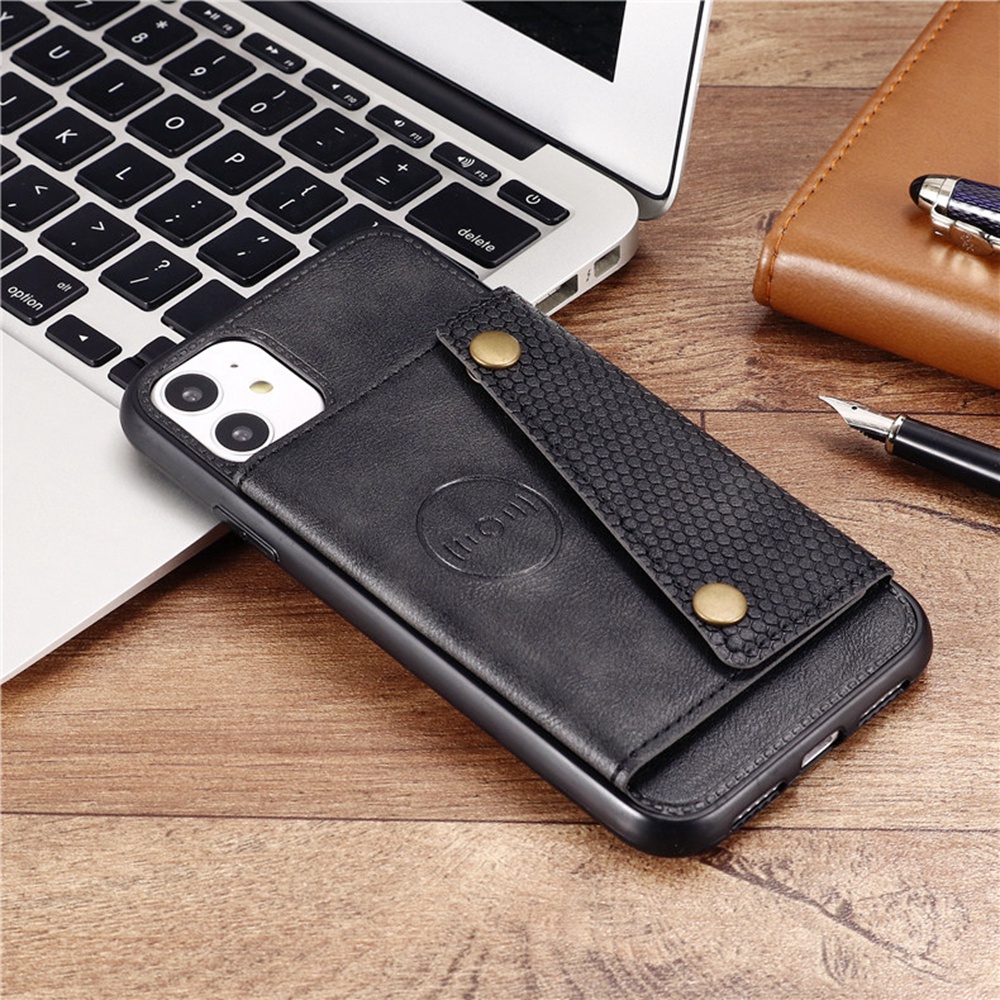 For iPhone XS Max XR X 6 6s 7 8 Plus Leather Case Hidden Card Slots Cover