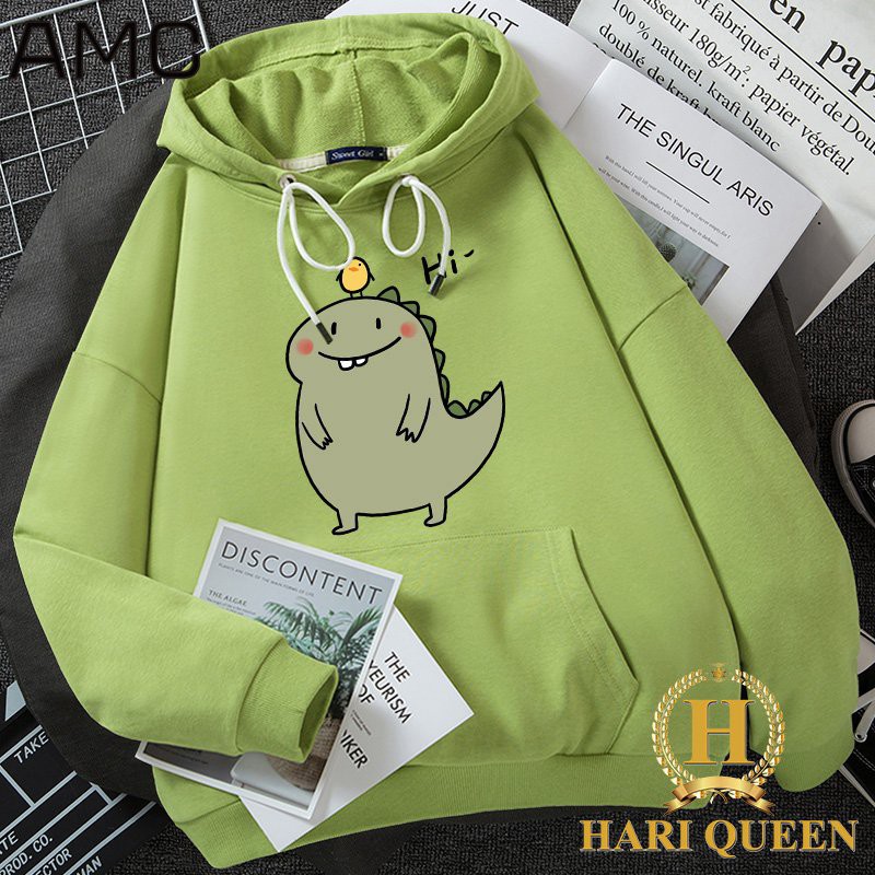 áo HOODIE khủng long đội gà Hi form thụng unisex giá rẻ❤️chất nỉ bông❤️form thụng unisex | BigBuy360 - bigbuy360.vn