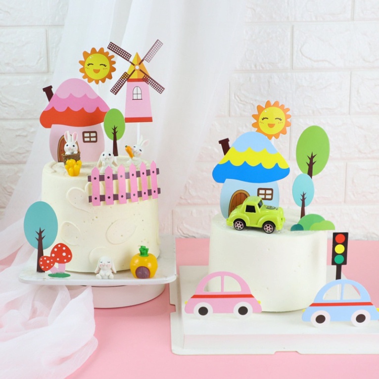 đồ trang trí bánh kem [FREESHIP❤️] set cắm ngôi nhà mới