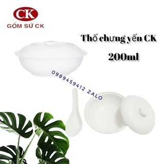 Thố chưng yến kèm muỗng sứ hàng CK cao cấp