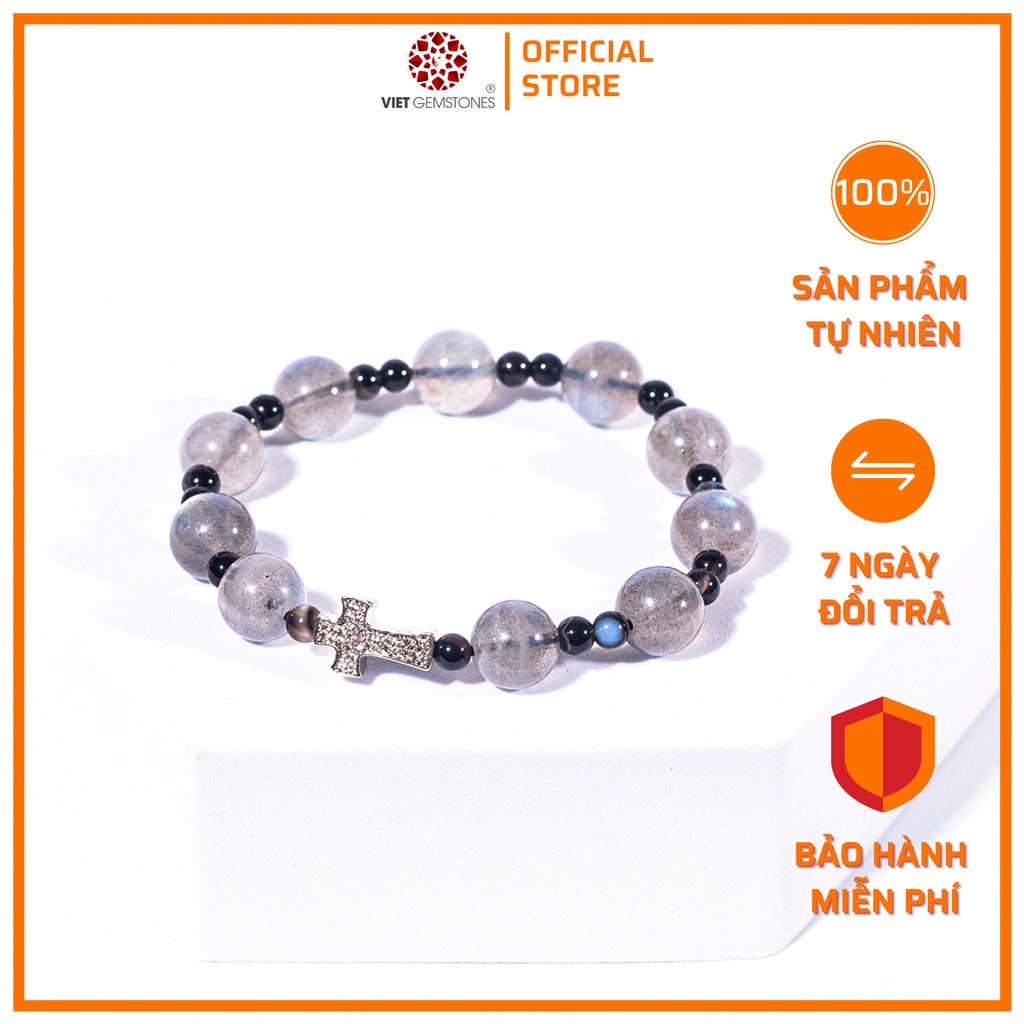 Vòng chuỗi mân côi mặt trời đen 8mm | VietGemstones