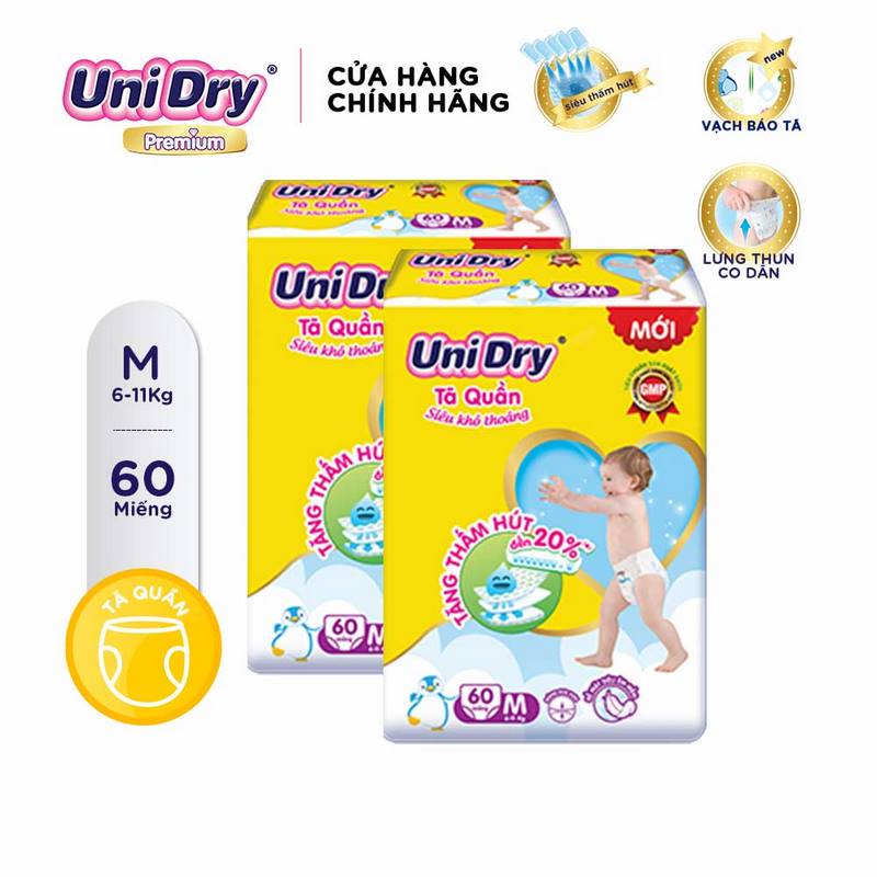 Combo 02 Tã quần UniDry Siêu khô thoáng gói Jumbo size M60/L54/XL48/XXL44