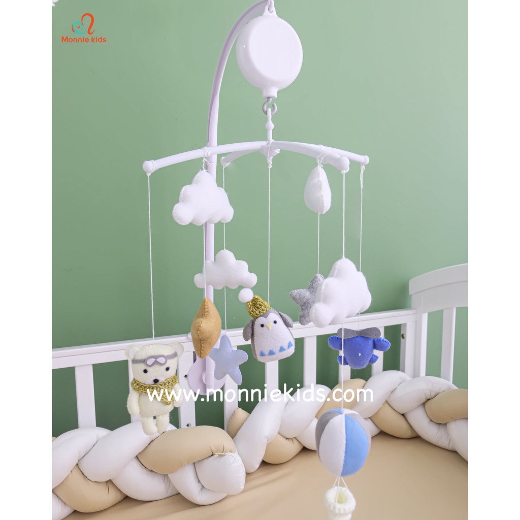 Đồ Chơi Treo Cũi 𝗵𝗮𝗻𝗱𝗺𝗮𝗱𝗲 MonMon Có Phát Nhạc