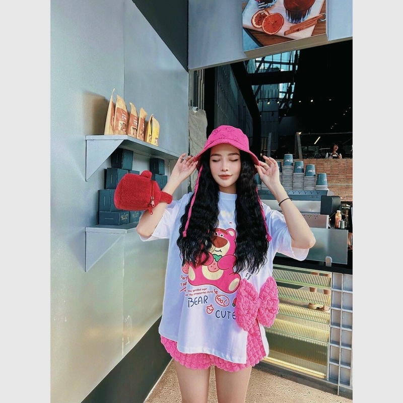 SET ÁO PHÔNG XẺ TÀ ĐÍNH NƠ KÈM QUẦN ĐÙI XỐP KIM CƯƠNG HOTTREN