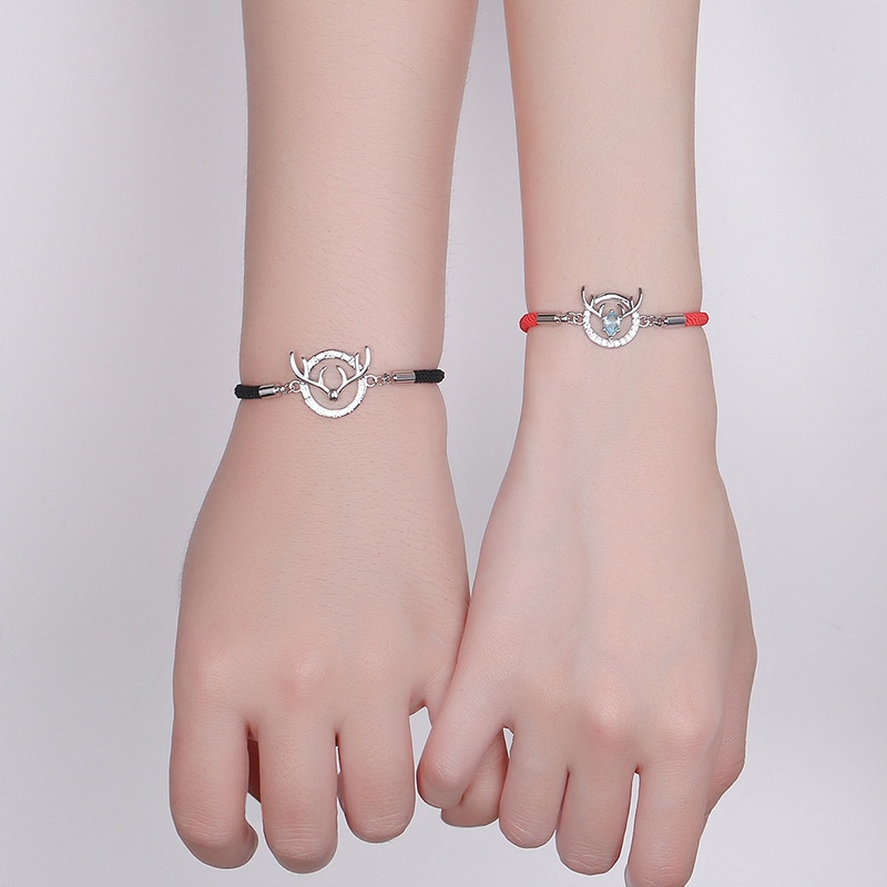 Vòng Đeo Tay Cặp Đôi Hình Sừng Hươu Đơn Giản Đa Năng Làm Quà Tặng Tình Yêu Cho Nam Và Nữ