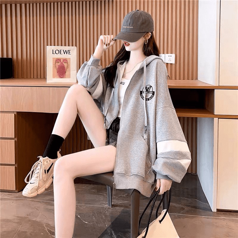 Áo Hoodie Nữ Fom Rộng Phối Viền Tay Đẹp Xuât Sắc Siêu Đẹp Siêu Thời Trang