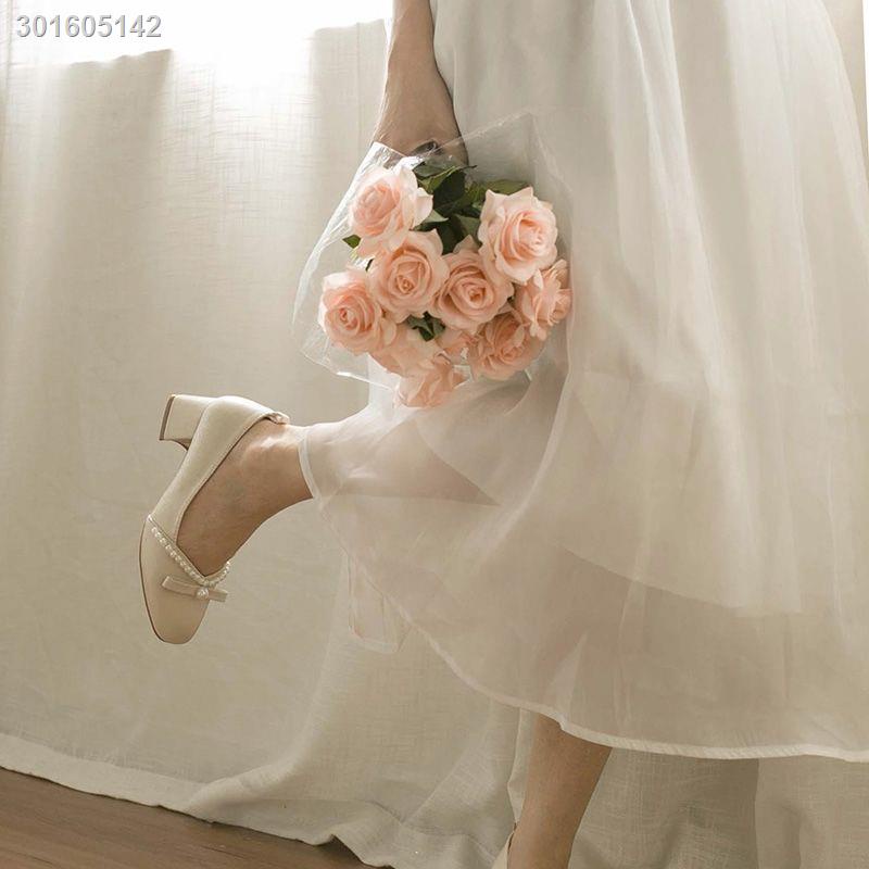 Giày cao gót phong cách retro Mary Jane mới 2021 cho nữ