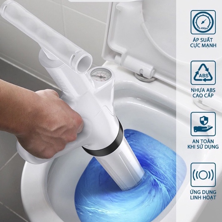 [FREESHIP] Súng thông tắc bồn cầu nhà vệ sinh, bồn rửa chén, thông tắc cầu cống bằng khí nén hiệu quả (MẪU MỚI 2022)