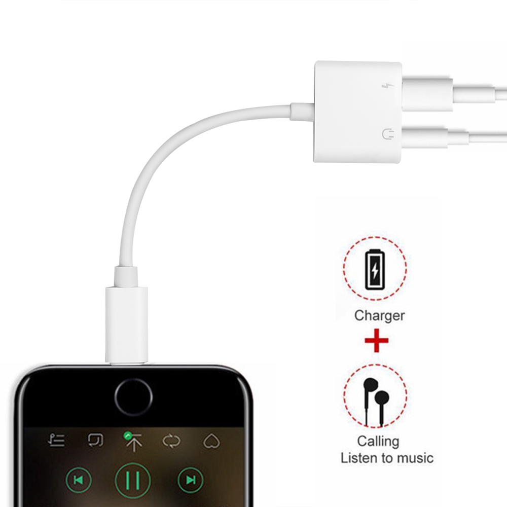 Thiết bị cắm chuyển đổi Lightning sang 3.5mm 2 trong 1 cho Iphone/Ipad