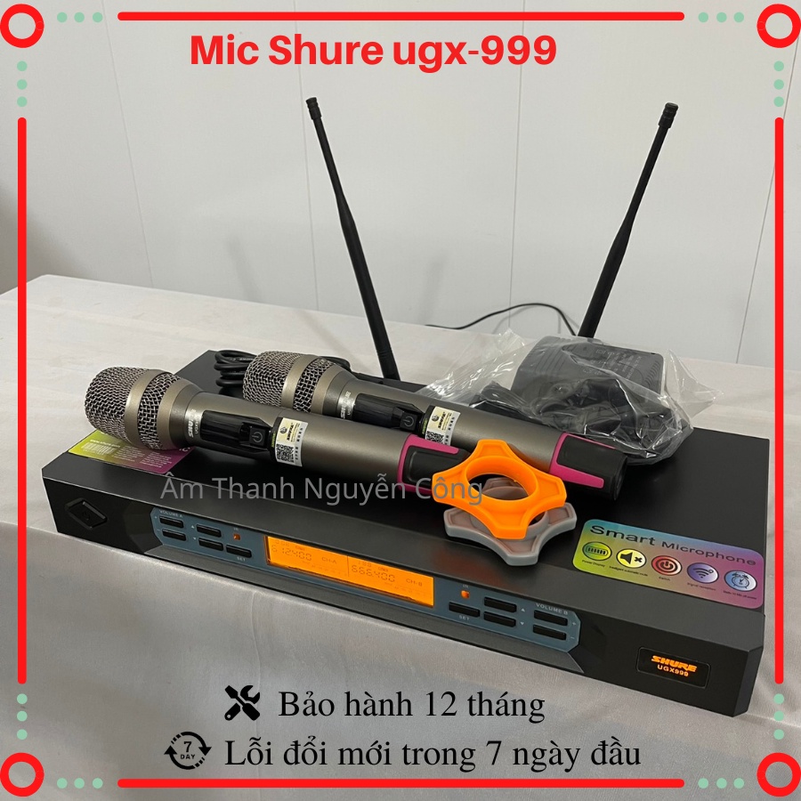 Mic,Micro Không Dây Shure UGX999 karaoke,Tự Động Dò Sóng Sạch,Tự ngắt, Chống Rú- rít, Độ Nhạy Cao, bh 12 tháng