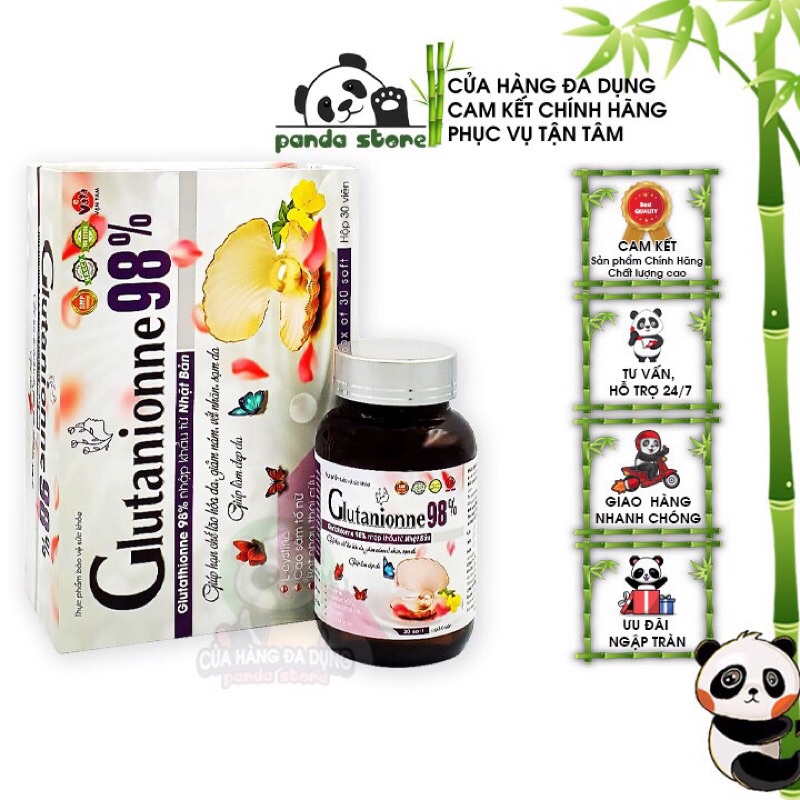 Glutathion 98% giúp trắng da,mờ nám.Làm đều màu gia.Giúp da sáng mịn,căng bóng