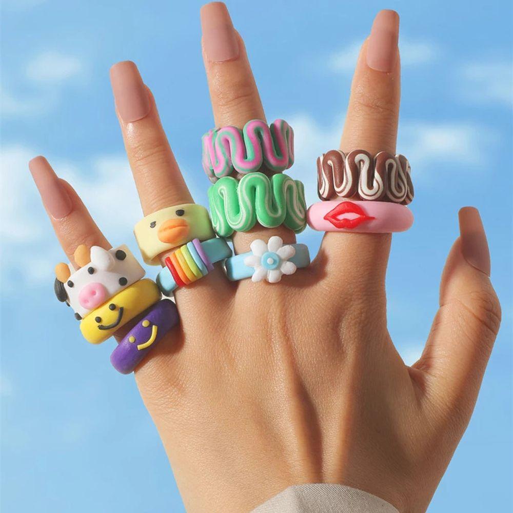 Nhẫn Đất Sét WMES15H Họa Tiết Sọc Thời Trang Dành Cho Nữ