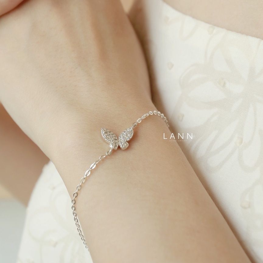 Lắc tay cánh bướm kín đá BẠC S925 LANN B181