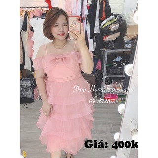 BigSize Đầm công chúa rớt vai nơ