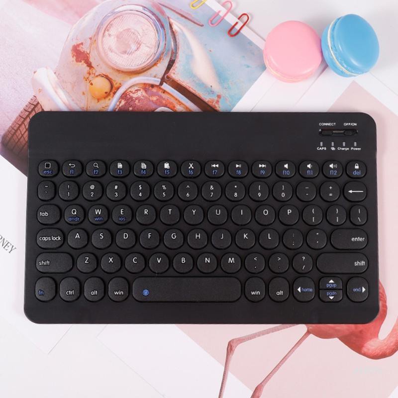 Bluetooth Wireless Keyboard Slim Retro Round Keycap Universal for Laptop