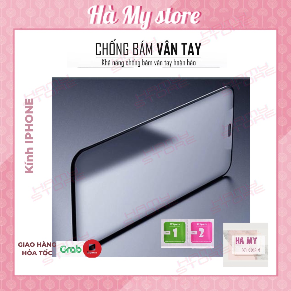 Kính cường lực iphone chống vân tay, mồ hôi AG full màn, màu nhám sang trọng cho Ip 6s/6sPlus/7G/8G/7P/8P/X/Xs/Xs/11/12