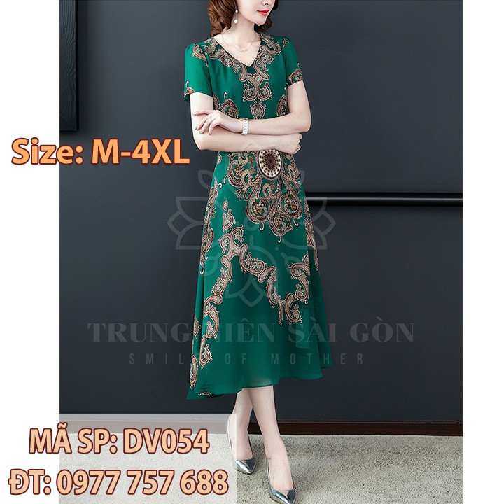 Đầm 3xl 4xl voan hai lớp đi đám cưới u50 mẹ trung niên DV054