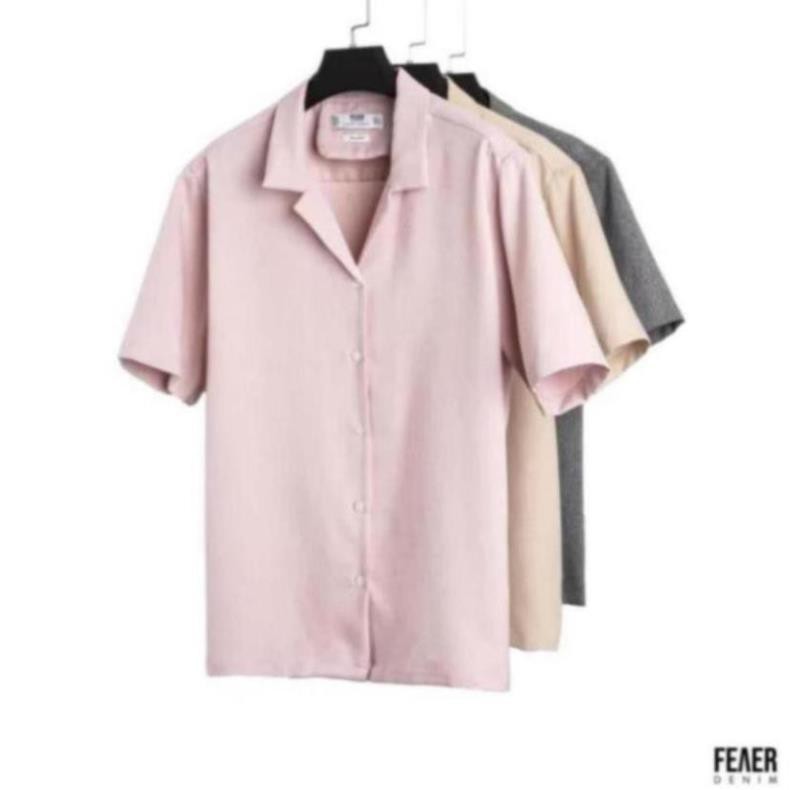 Áo Sơ Mi Bismas tay ngắn nam FEAER form suông, Chất Linen muối tiêu