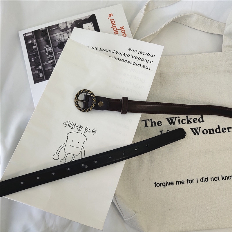 Thắt Lưng Da Pu Màu Trơn Thời Trang Cho Nữ