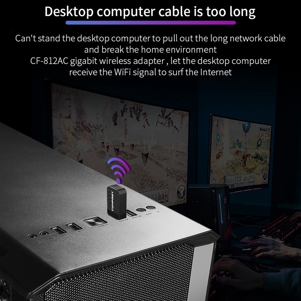 USB WiFi thẻ AC 1300M băng tần kép 2.4/5.8G cho máy tính | BigBuy360 - bigbuy360.vn