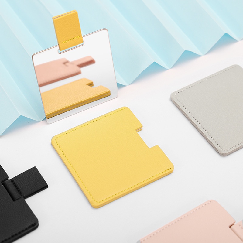 1 Gương Trang Điểm Mini Hình Chữ Nhật Bằng Thép Không Gỉ Siêu Mỏng Màu Kẹo Có Thể Gập Lại