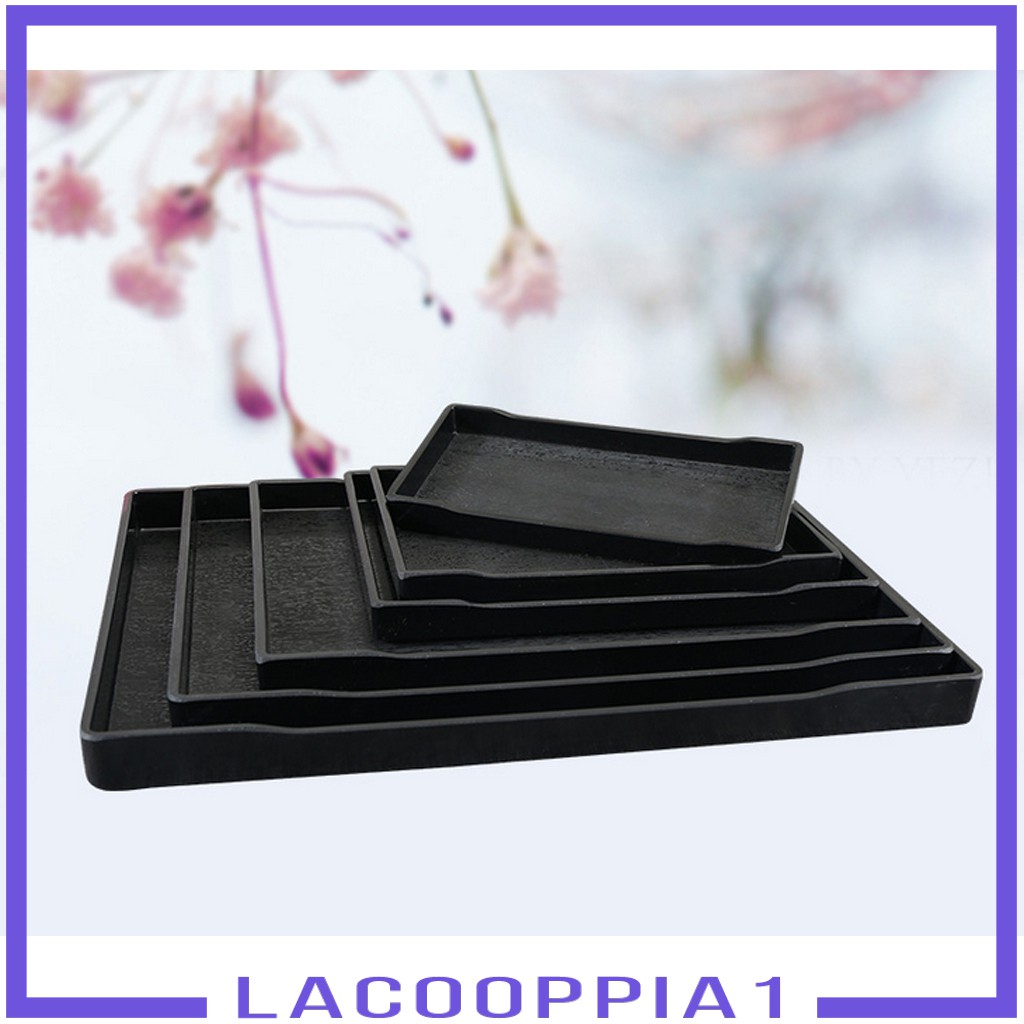 [LACOOPPIA1] Serving Fruit Bread Plate Wooden Breakfast Dishes Tea Bed Tray Black Platter