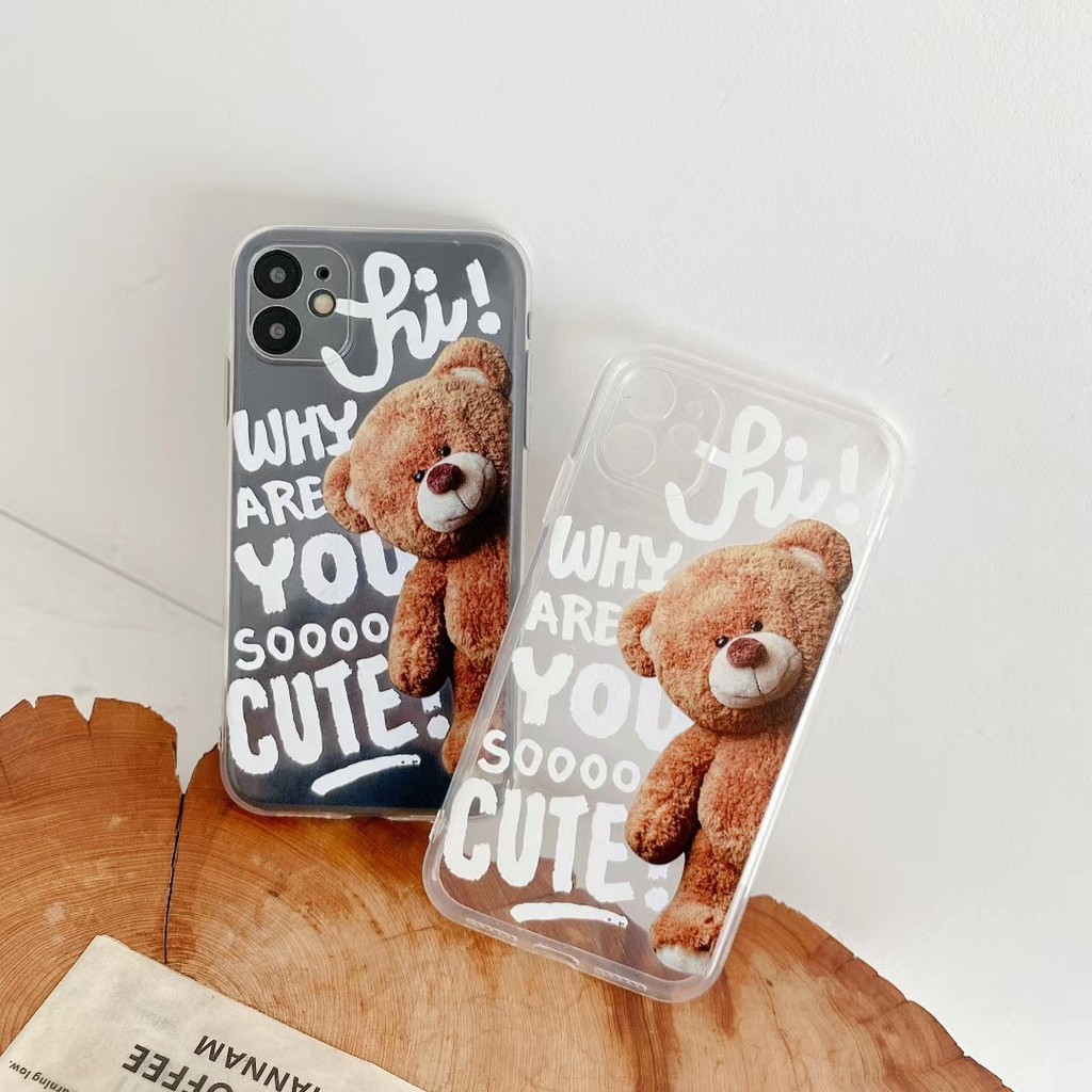 Ốp điện thoại hình gấu cho 7 8plus X Xr Xs Max 11 Pro Promax 12 mini 12 Pro Promax