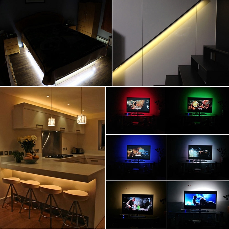 Dải đèn LED 5050 Pin AA ánh sáng RGB màu neon điều khiển từ xa IR trang trí phòng ngủ phòng khách