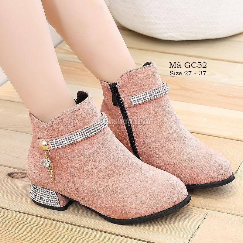 Giày bốt cao gót cho bé gái 3 - 12 tuổi phong cách Hàn Quốc siêu sang GC52