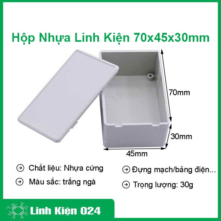 Hộp nhựa kích thước 70x45x30mm đựng mạch bảng điện bảo vệ chống va đập