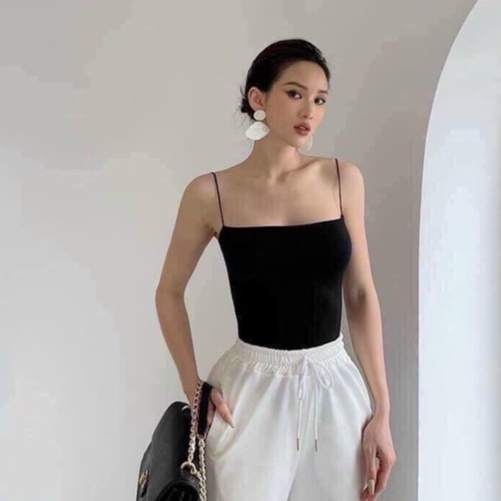 A014 Áo hai dây mảnh dáng ôm body sexy trẻ trung dễ thương Ulzzang, áo hai dây nữ dây bún đen trắng Hàn Quốc cute
