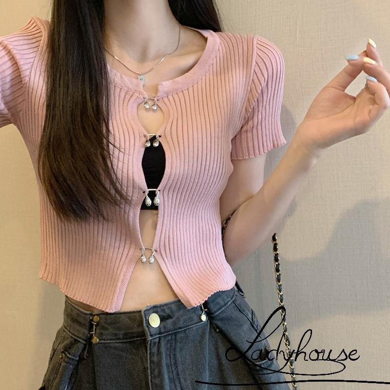 Áo Thun Tay Ngắn Cổ Tròn Màu Trơn Thời Trang Mùa Hè Dành Cho Nữ