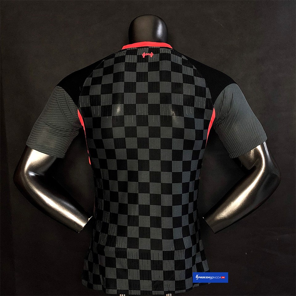 Áo Liverpool đen sân khách 2020-2021, áo Liverpool sân khách 2021 sọc caro đen xám mẫu 3 ❝Thái Lan❞