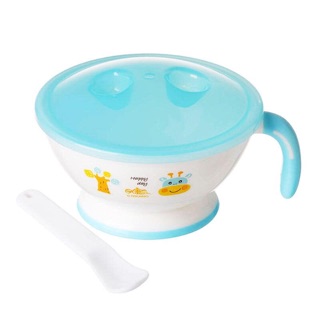Bộ bát và thìa tập ăn cho bé (tặng kèm bộ thìa dĩa báo nóng + yếm ăn silicon)