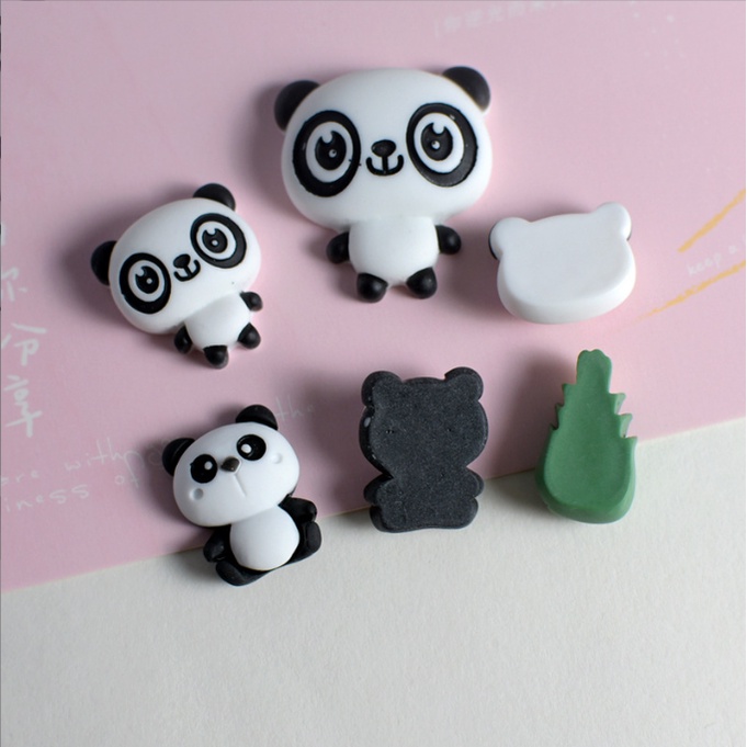 Charm nhân vật gấu trúc Panda cho các bạn làm slime, dán Jibbitz, trang trí vỏ ốp điện thoại, kẹp tóc, DIY