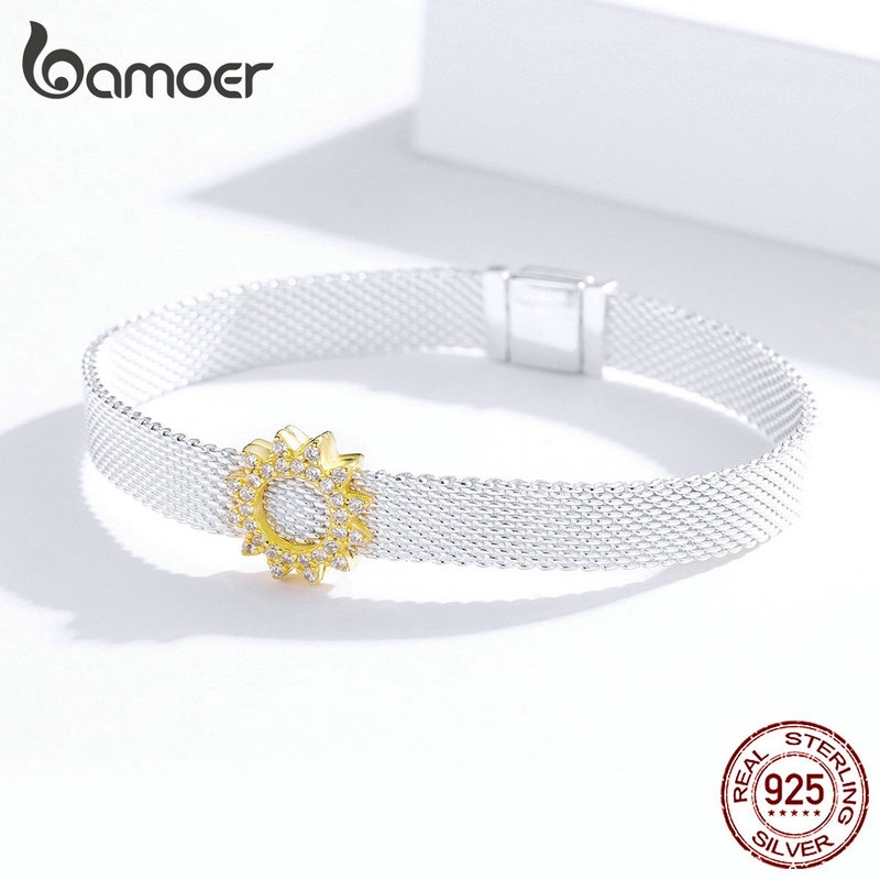 Mặt dây chuyền Bamoer  vàng hình dạng hoa hướng dương xinh xắn sang trọng