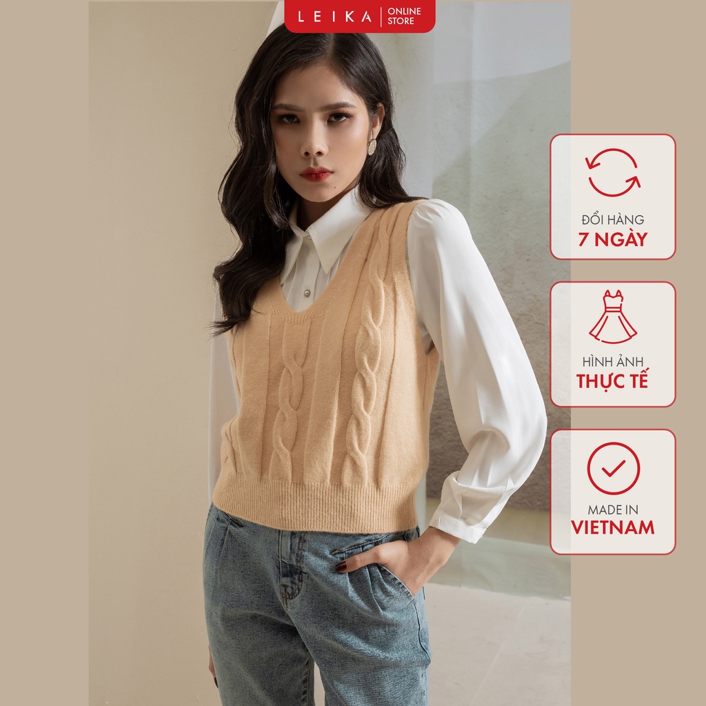 [Mã AFF22MALL30K giảm 30k đơn 99k] Áo len gile nữ xanh, vàng, be LEIKA | BigBuy360 - bigbuy360.vn