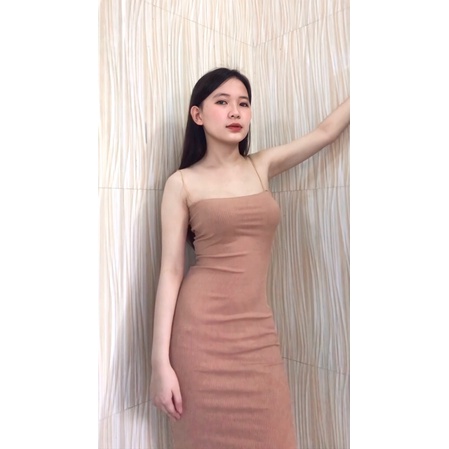 Đầm body váy body trơn hai dây bún siêu hot