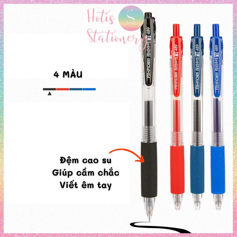 [HOTIS] Bút bi gel 0.5mm, bút bi bấm gel viết êm và mượt - 4 màu