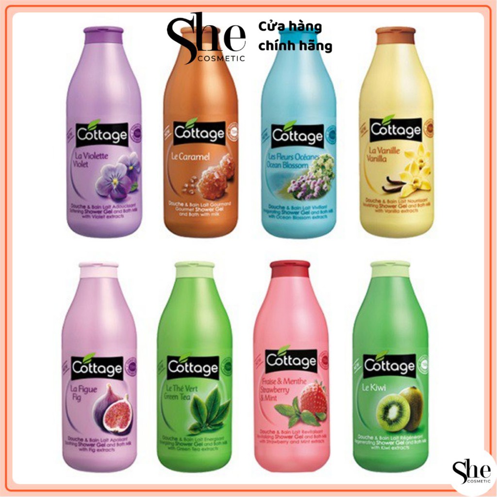 [HÀNG AUTH] SỮA TẮM DƯỠNG THỂ / COTTAGE /Sữa tắm trắng da Cottage 750ml Của Pháp đủ vị hàng chuẩn