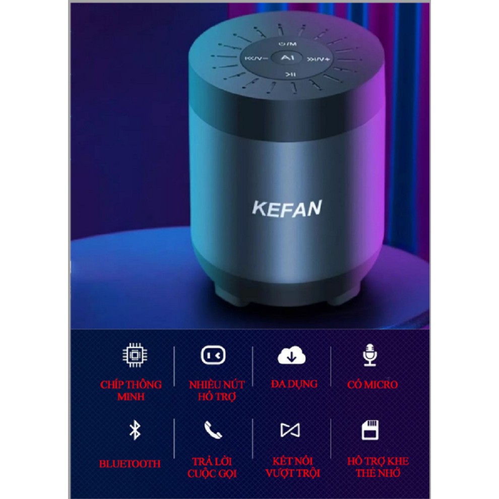 [ Freeship ] Loa Bluetooth Kefan Không Dây Mini Âm Thanh Cực Đỉnh, Tích Hợp Khe Cắm Thẻ Nhớ Và Đài FM